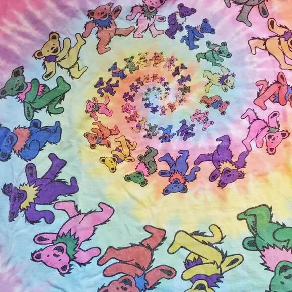 Vintage 1989 Single Stitch Tie Dye Classic Grateful Dead Bear Graphic T Shirt - Picture 10 of 15